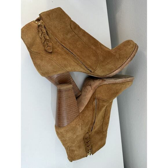 Joie Women's Brown Suede Round Toe Block Heel Zip Ankle Boots Sz 7.5 - Picture 6 of 8